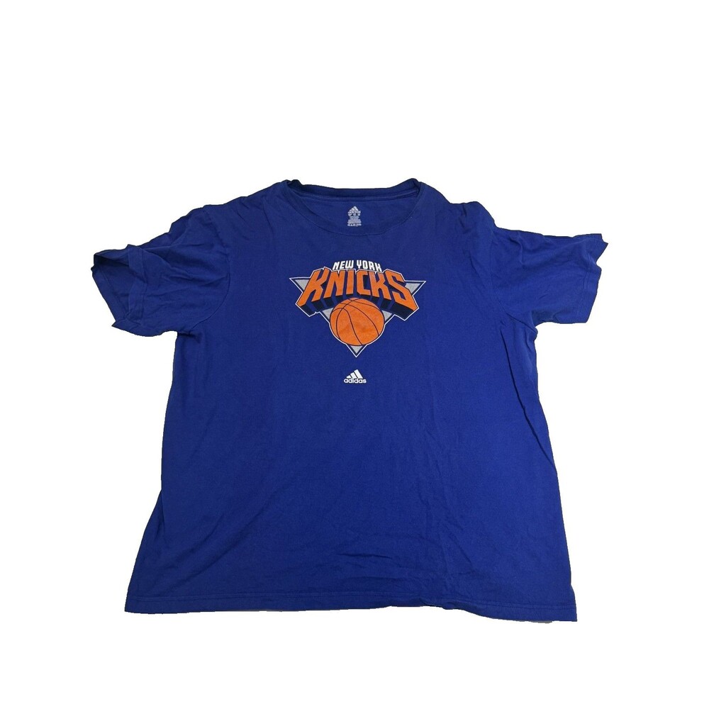 New York Knicks 2XL XXL adidas T-Shirt Blue NBA Basketball Logo Tee